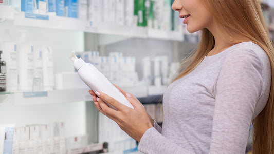 Woman reading labels